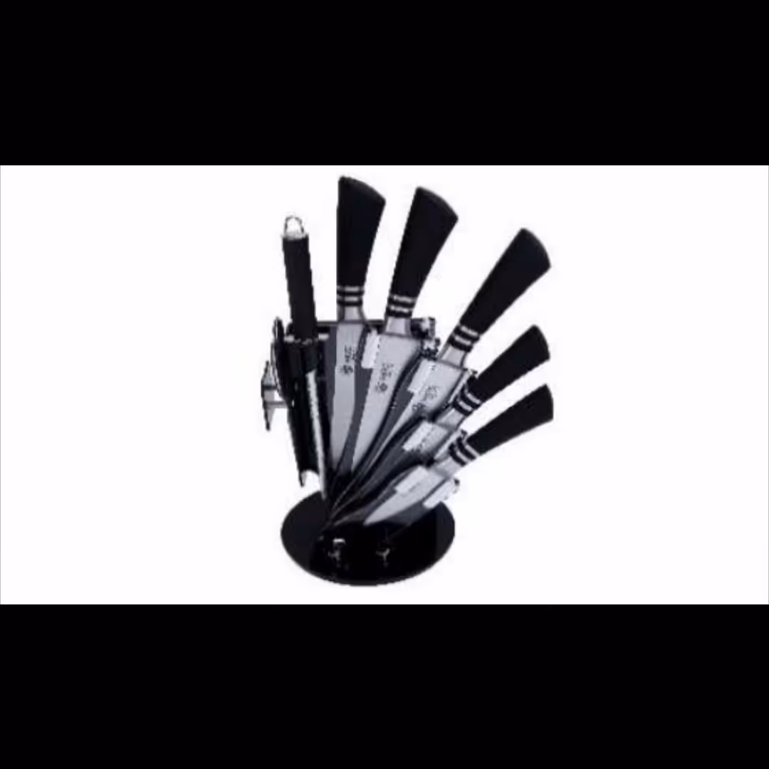 سرویس کارد آشپزخانه 9 پارچه مشکی کد 9024B