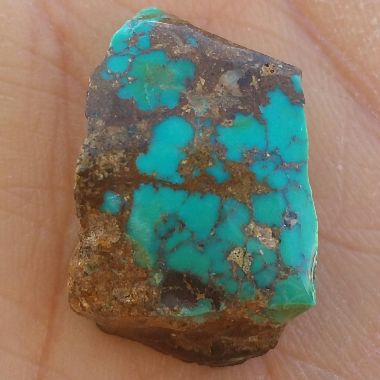 اسلایس سنگ راف فیروزه عنکبوتی فاخر اصل نیشابور 100 در 100 طبیعی شاهکار خلقت
