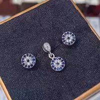 نیمست نقره طرح چشم و نظر گوشواره میخی سبک کد 9822