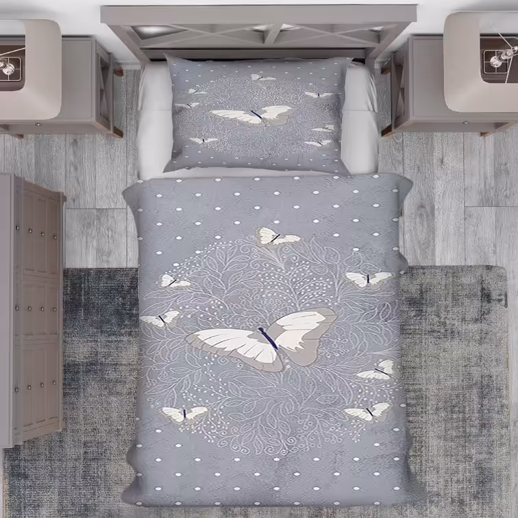 روتختی نوجوان دختر طرح پروانه های سفید با زمینه طوسی PK-4941