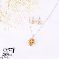 نیمست بیضی با نگین سوارسکی نارنجی کد 11230