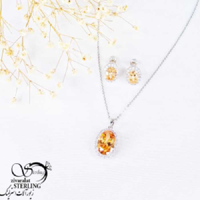 نیمست بیضی با نگین سوارسکی نارنجی کد 11230