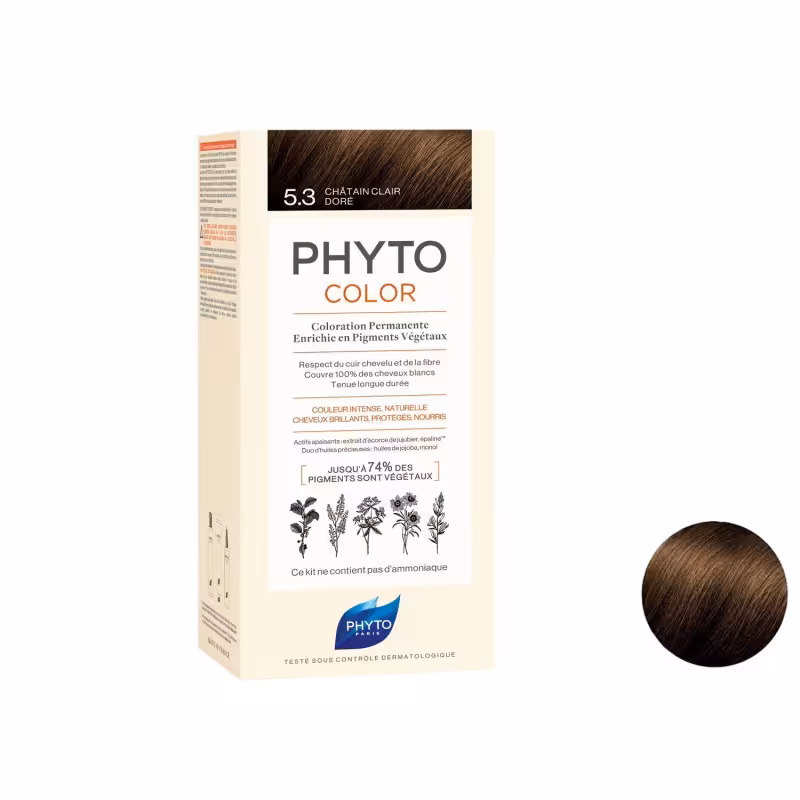 کیت رنگ مو فیتو شماره 5.3 حجم 50 میلی لیتر رنگ قهوه ای طلایی روشن