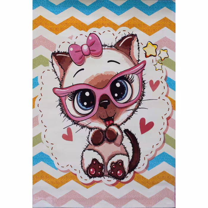 فرش ماشینی افرند طرح کودک مدل گربه کد 134 (چهار متری)