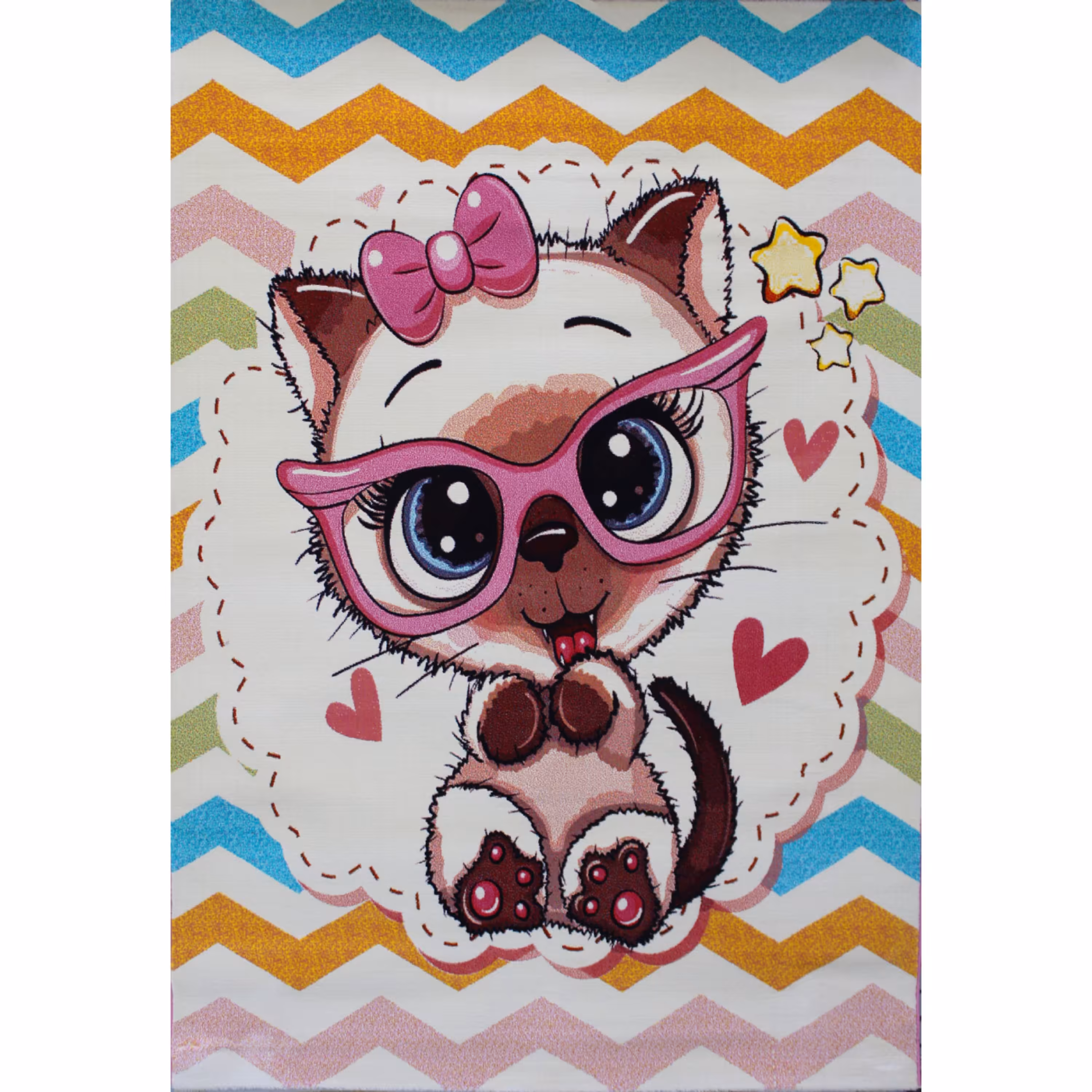 فرش ماشینی افرند طرح کودک مدل گربه کد 134 (چهار متری)