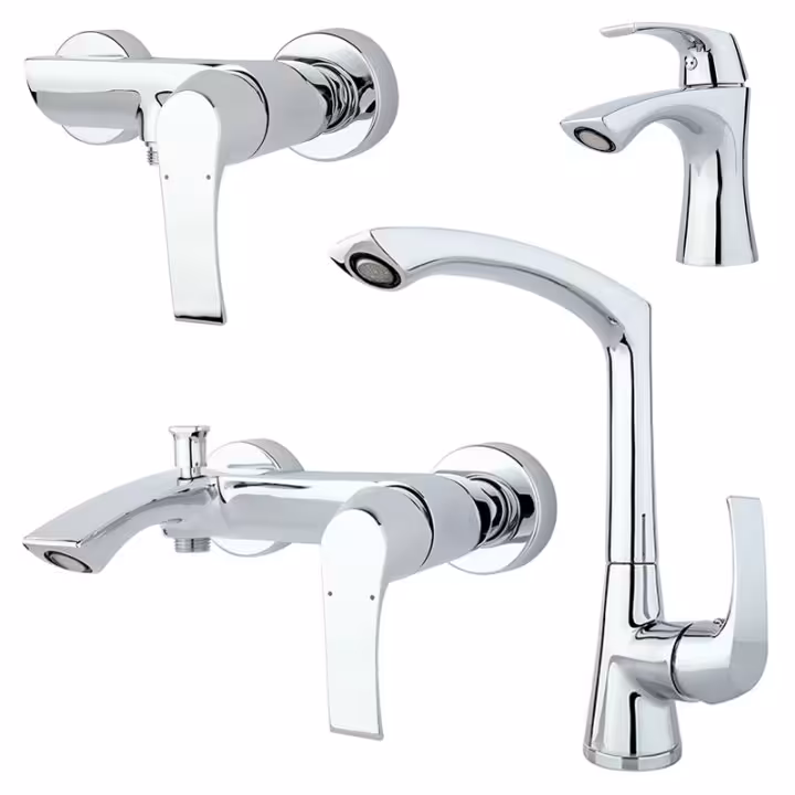 سری شیر اهرمی مدل لوتوس کروم برند راسان (پس کرایه)