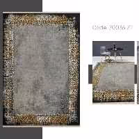 فرش وینیج و مدرن اکرولیک 700شانه تمام نخ و بافته شده از الیاف ترک مناسب هر دکوراسیونی بخاطر رنگ طوسی و سرور طلایی