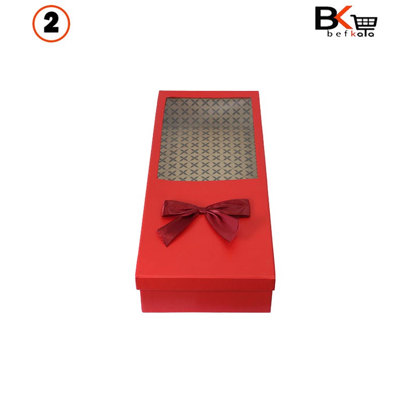 باکس گل طلقی قرمز کد 66 سایز دو