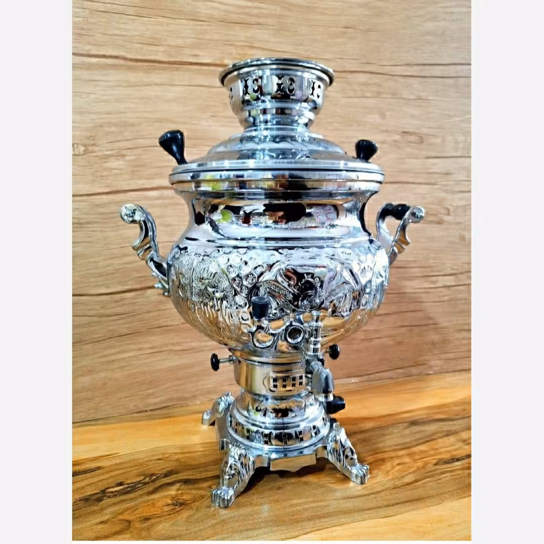 سماور گازی برنجی 8لیتری چندین طرح، کوره دار  از تولید به مصرف 