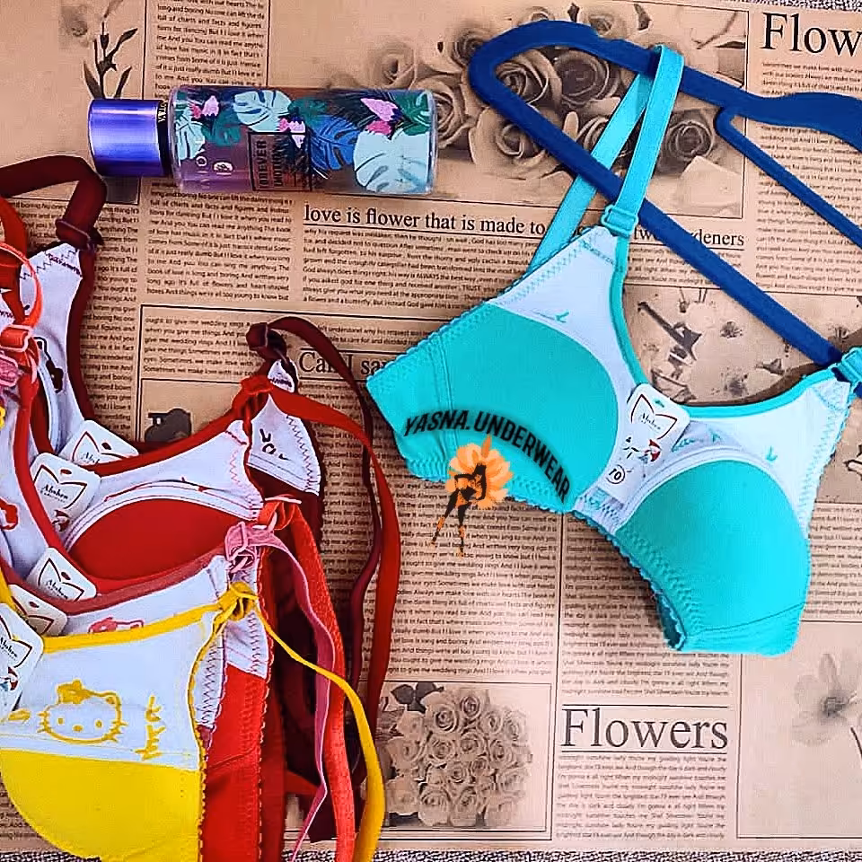 سوتین دخترانه طرح تایلندی اسفنج خیلی نازک و بدون فنر 