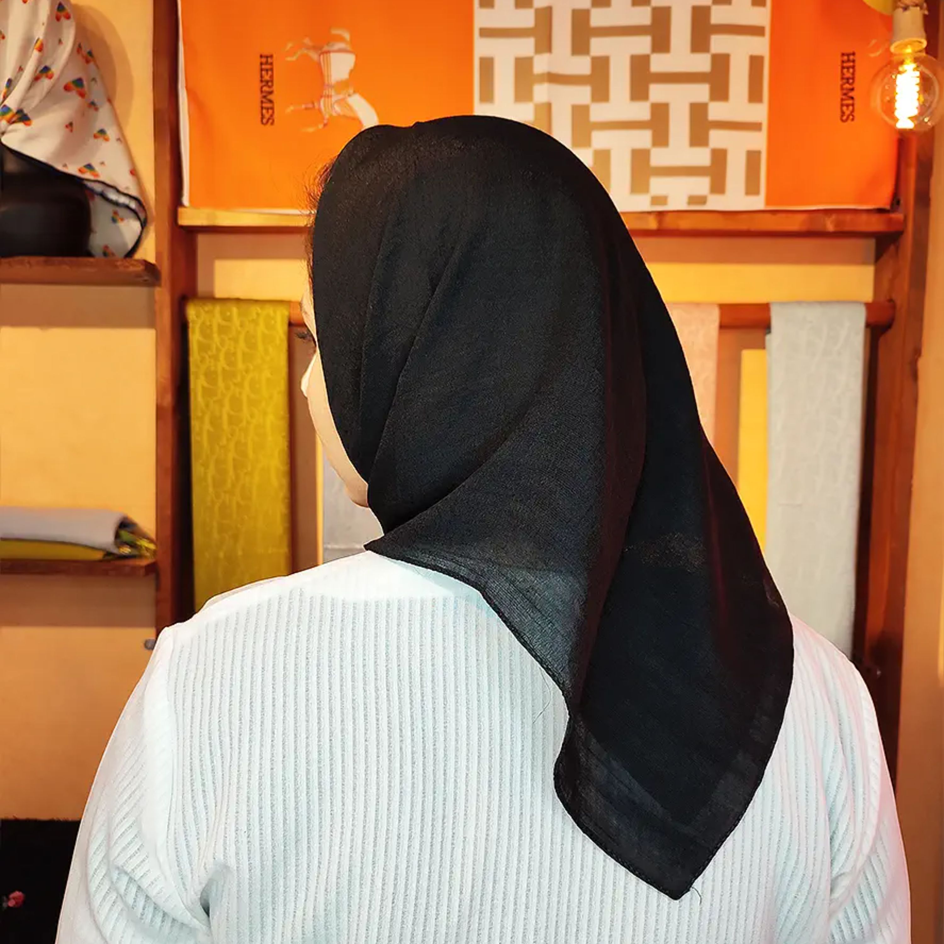 مینی اسکارف رنگ مشکی ساده کد 2097