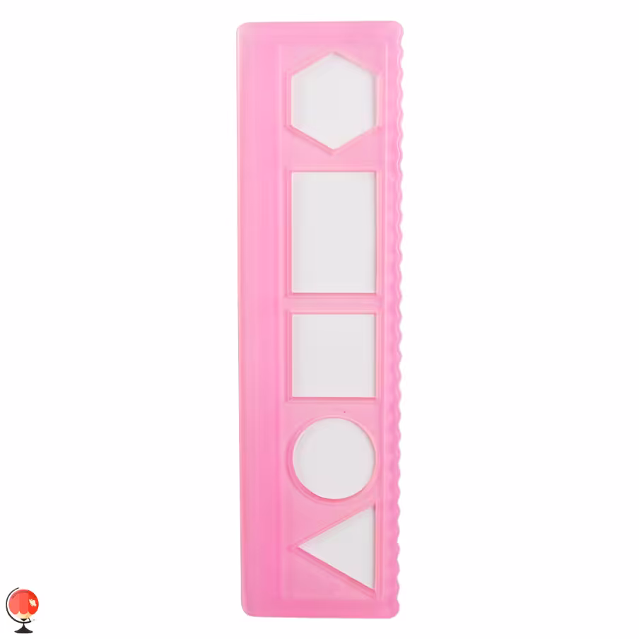 خط کش ژله ای 15 سانتی متری شابلون دار صورتی