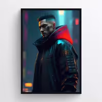 تابلو طرح Cyberpunk با قاب 21در30 مشکی مدل AX3