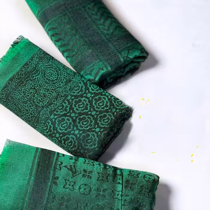 شال ژاکارد دورو رنگ سبز سیدی کیفیت عالی باارسال رایگان