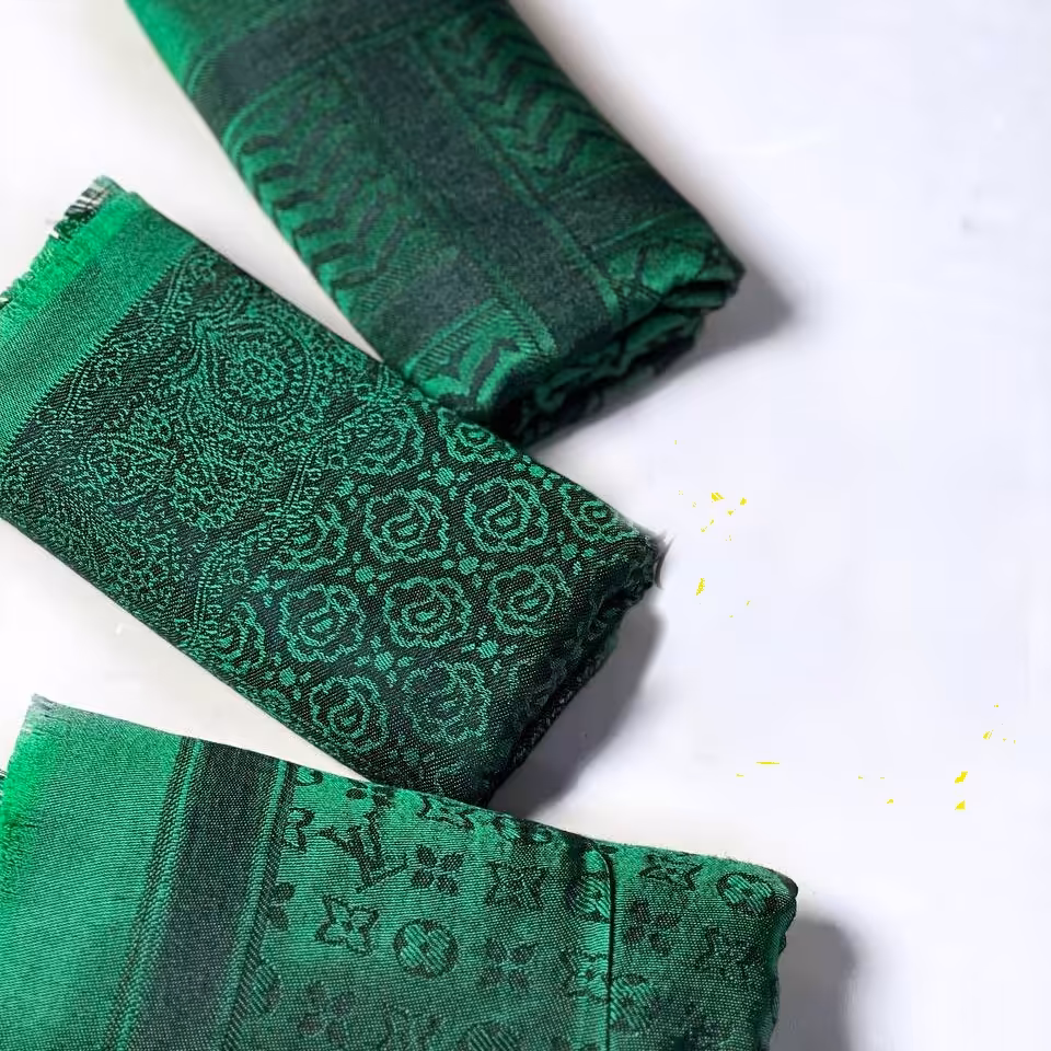 شال ژاکارد دورو رنگ سبز سیدی کیفیت عالی باارسال رایگان