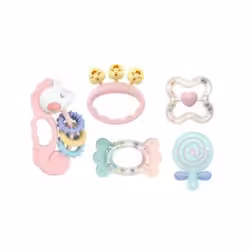 ست جغجغه دندانگیر 5 عددی صورتی آبی