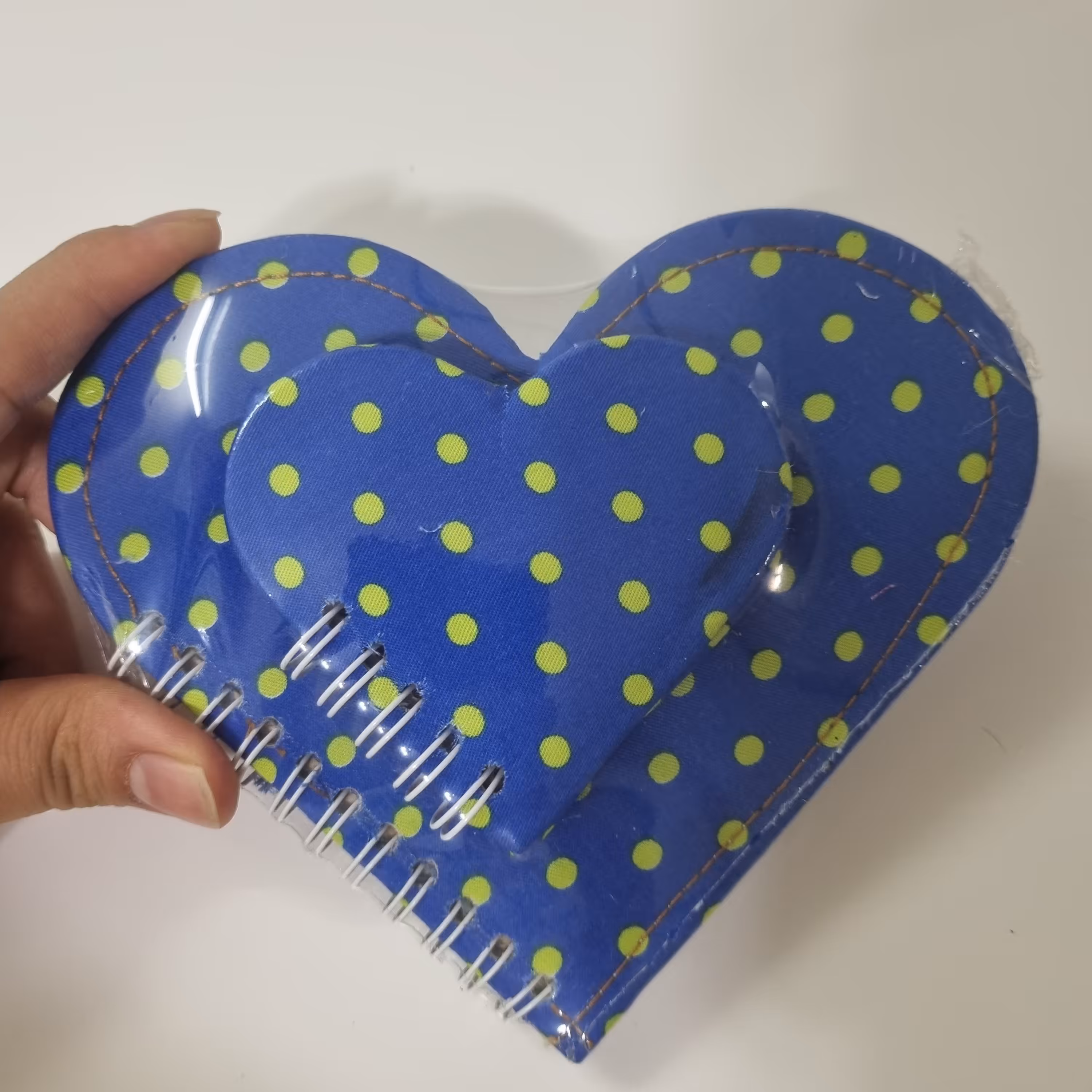 دفترچه فانتزی قلبی 2عددی کوچک و بزرگ پارچه ای سیمی کاغذ کاهی