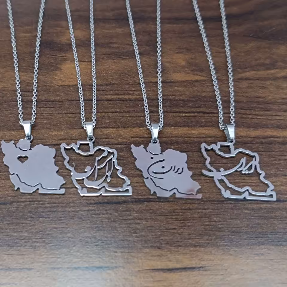 گردنبند ایران من استیل رنگ ثابت تضمینی 