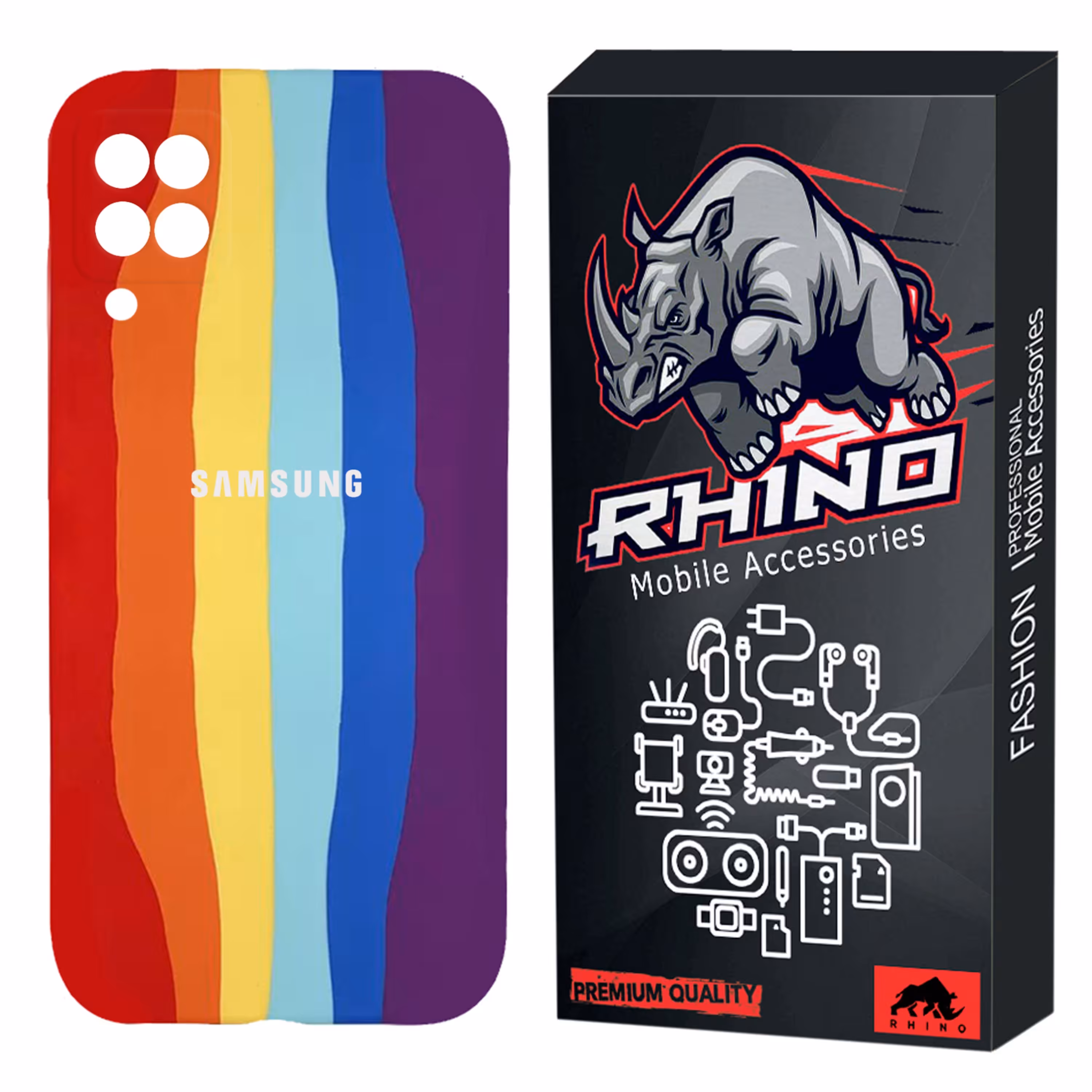 کاور مدل رنگین کمانی راینو مناسب برای گوشی موبایل سامسونگ Galaxy A22 4G