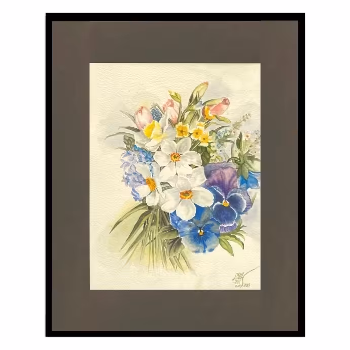 تابلو نقاشی آبرنگ نقش رنگ مدل گل S135 اندازه 30x40x2