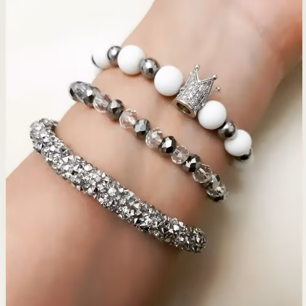 ست دستبند نقره ای