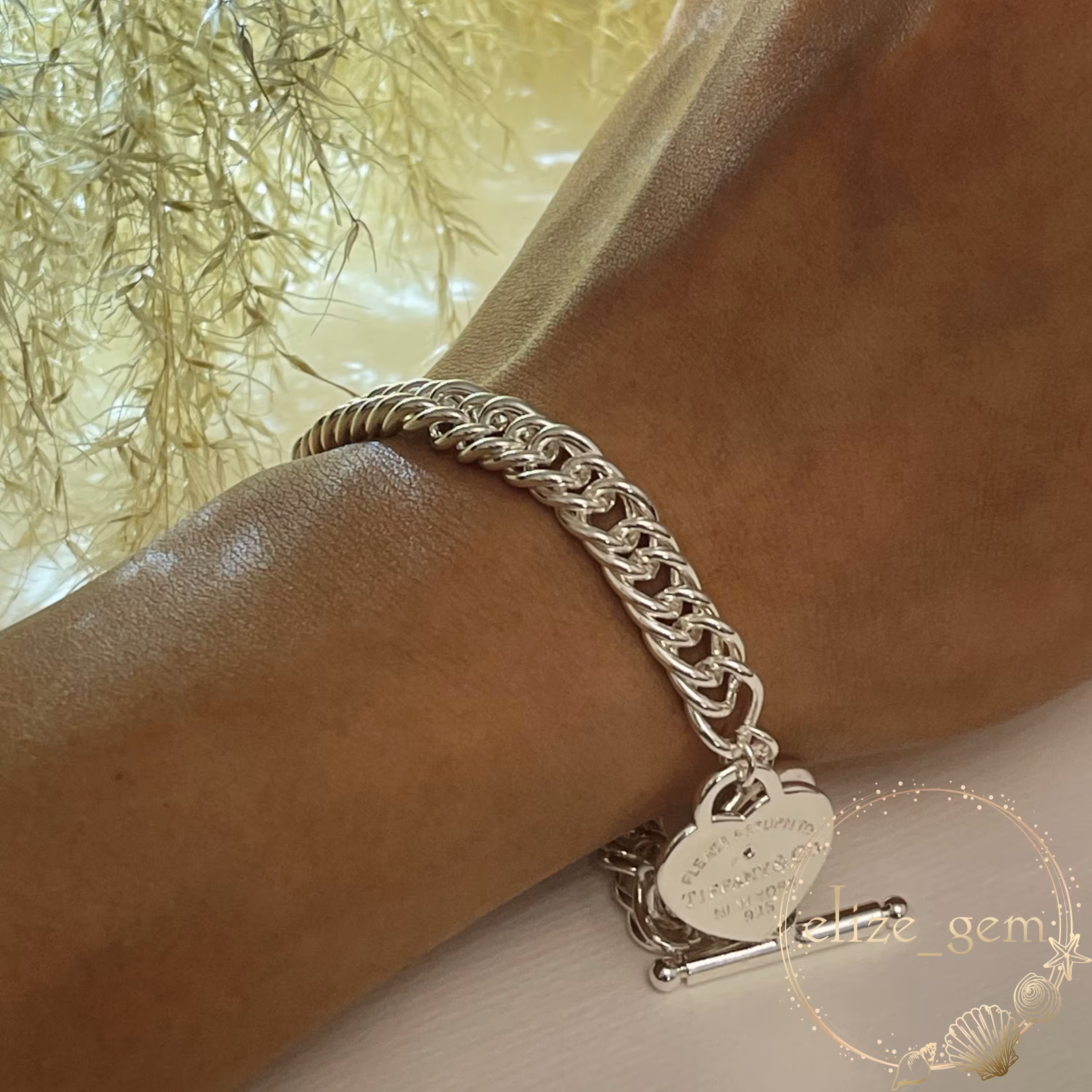 دستبند کارتیر قفل قلبی آبکاری نقره