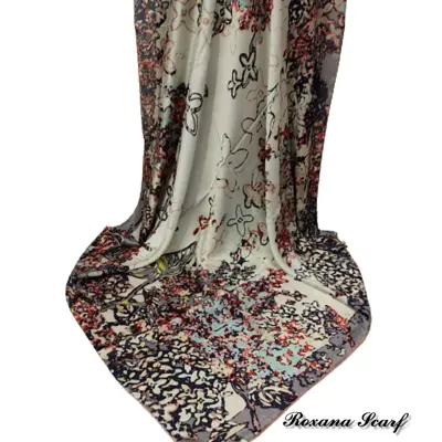 روسری کشمیری صدفی حاشیه طوسی