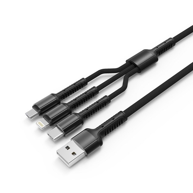 کابل شارژر 3 سر (Android - Iphone - Type C) برند LDNIO اصل رنگ مشکی