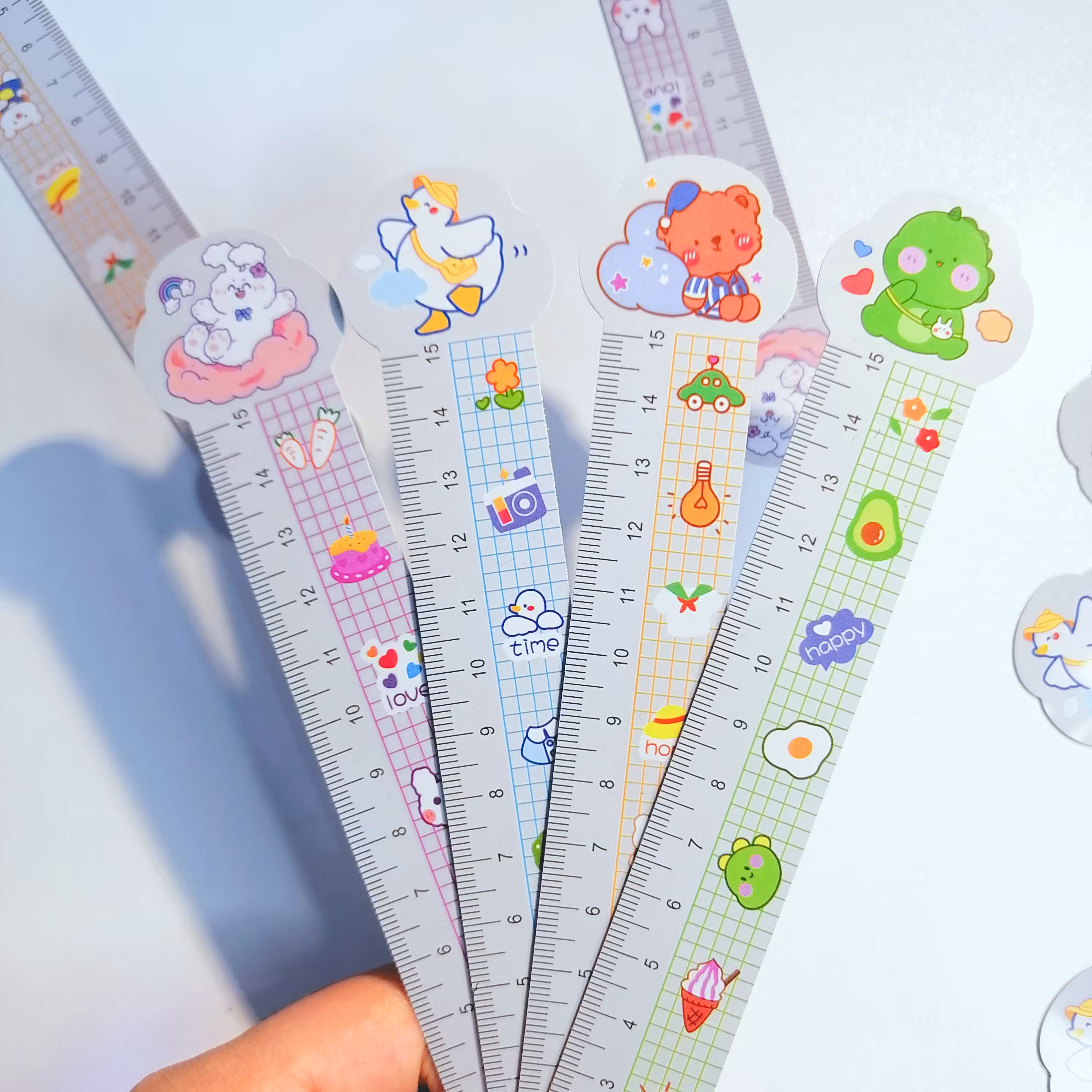 خط کش فانتزی دایناسور خرگوش خرس و اردک شابلون خط کش 15سانتی 