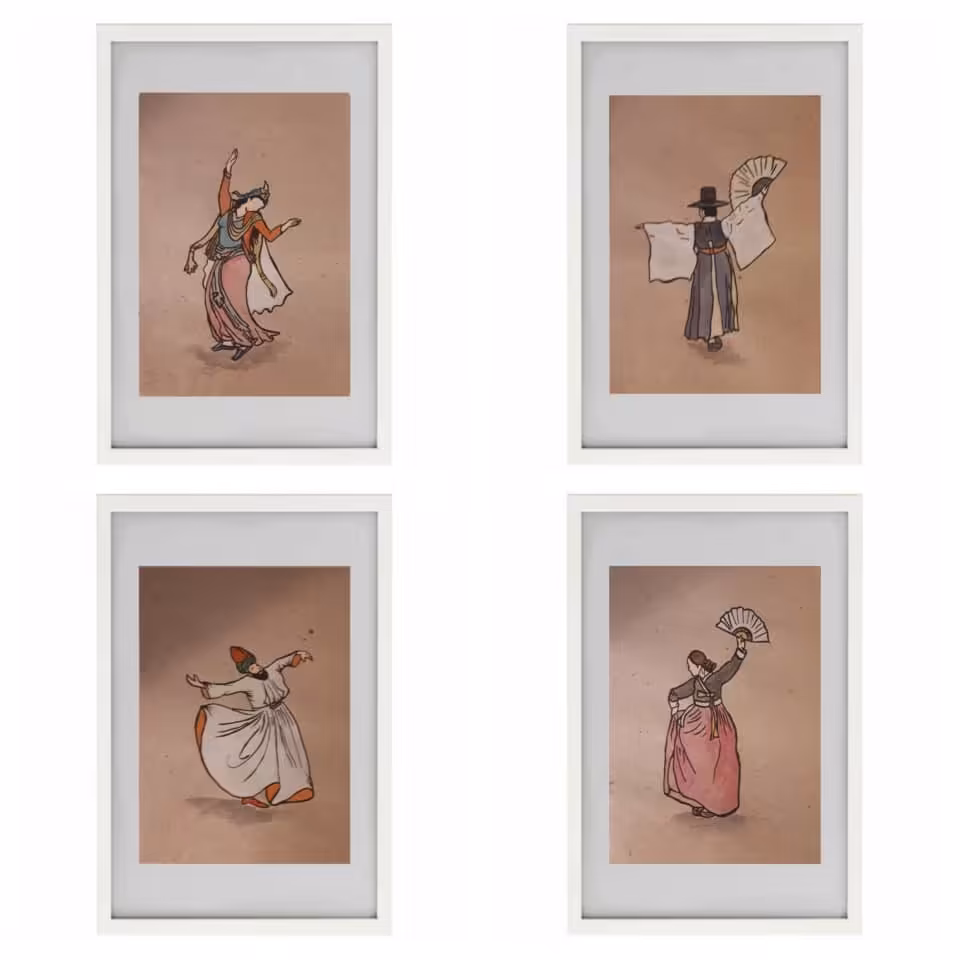 تابلو نقاشی طرح  رقص (ایرانی و کره ای)