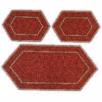 رومیزی سرویس ترمه ابریشم  کد TRSETE37 نفیس  رنگ قرمز  آستر زرشکی