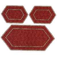 رومیزی سرویس ترمه ابریشم  کد TRSETE37 نفیس  رنگ قرمز  آستر زرشکی