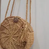 کیف گرد رافیا حصیری 