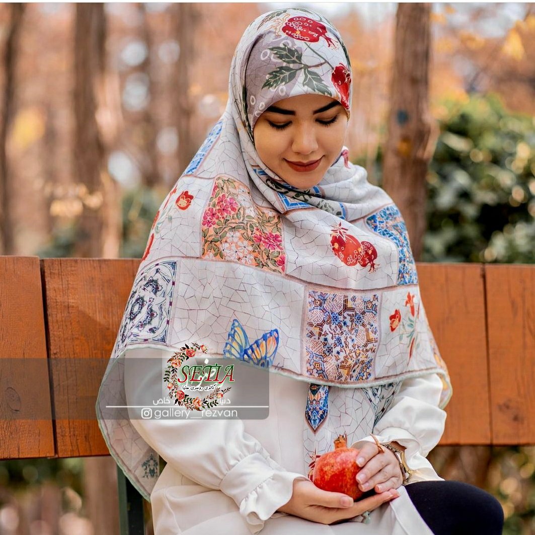حراج روسری نخی دور دست دوز