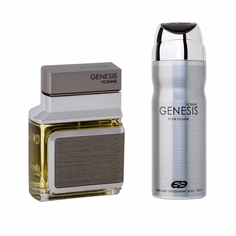 ادو تویلت مردانه عماد آرا مدل جنسیس حجم 100 میلی لیتر به همراه اسپری خوشبو کننده بدن مردانه عماد آرا حجم 200 میلی لیتر