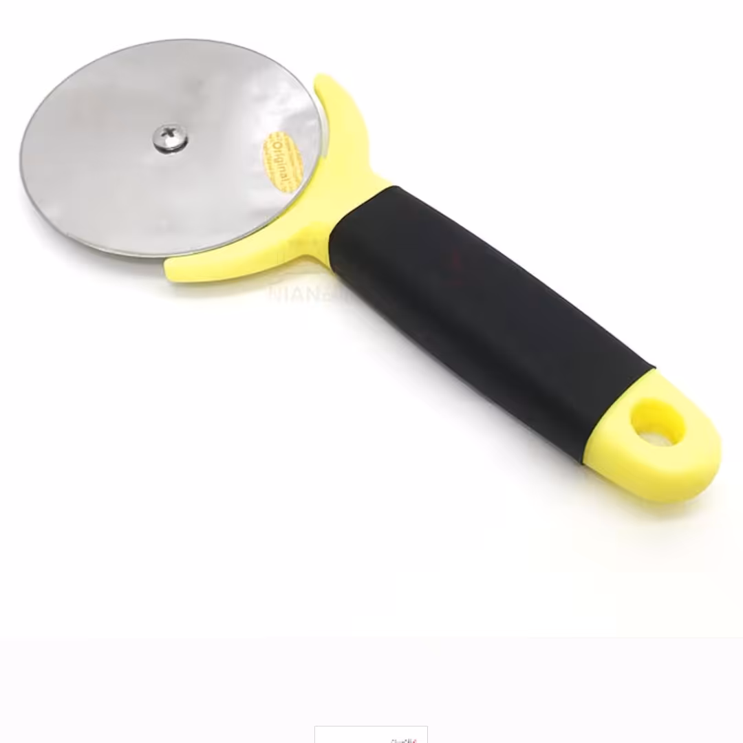 پیتزا بر  تک چرخ با تیغه استیل ضد زنگ دسته رنگی رنگ زرد