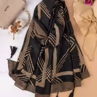 شال نخی تیره منگوله دار 