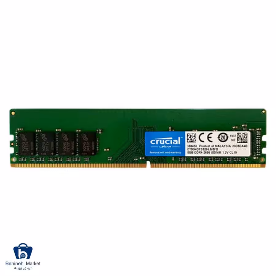رم دسکتاپ کروشیال 8GB DDR4-2666MHz UDIMM تک کاناله CL19