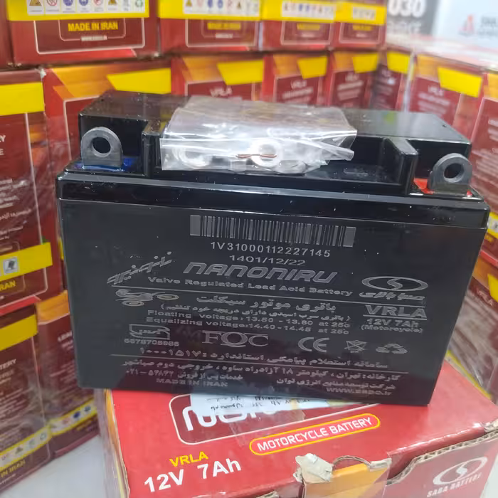 باطری 7 آمپر موتورسیکلت استارتی صبا باتری 