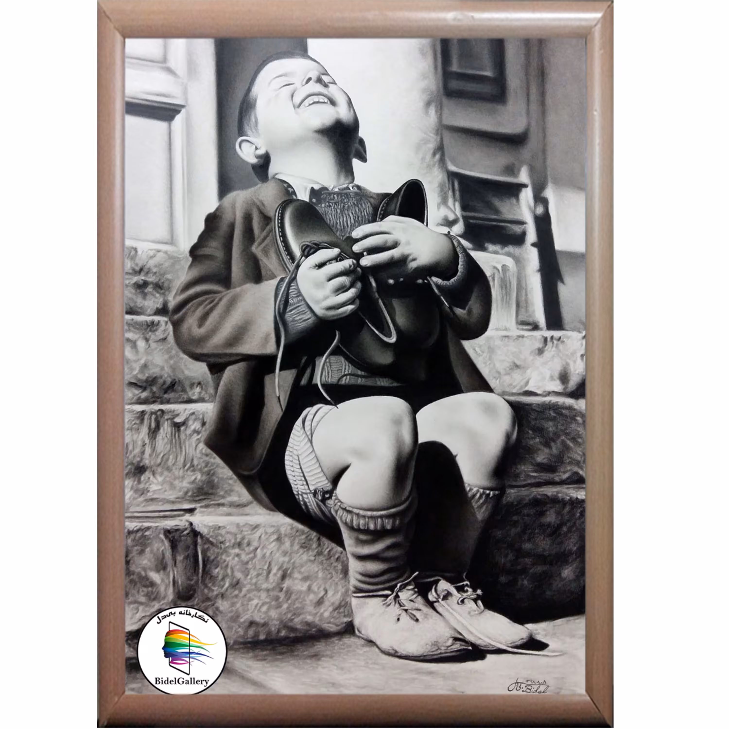 تابلوی نقاشی با سبک سیاه قلم در اندازه 50 در 70