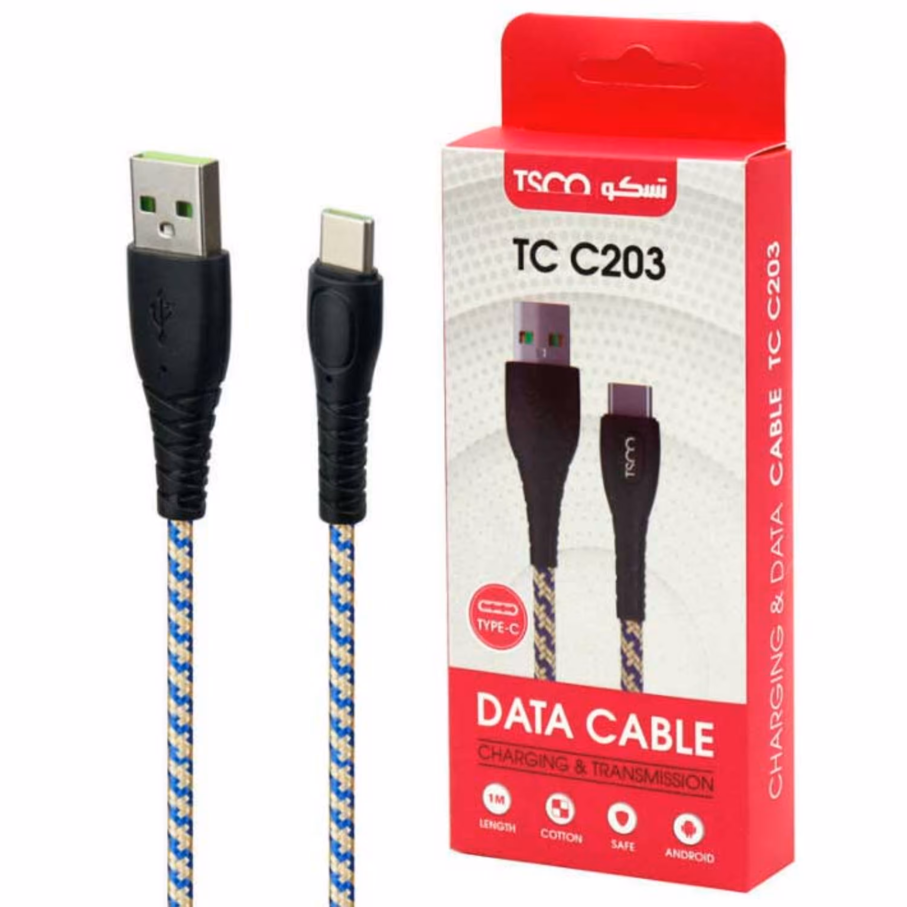 کابل شارژ Type-C تسکو TCC203 یک متری با گارانتی 6 ماهه