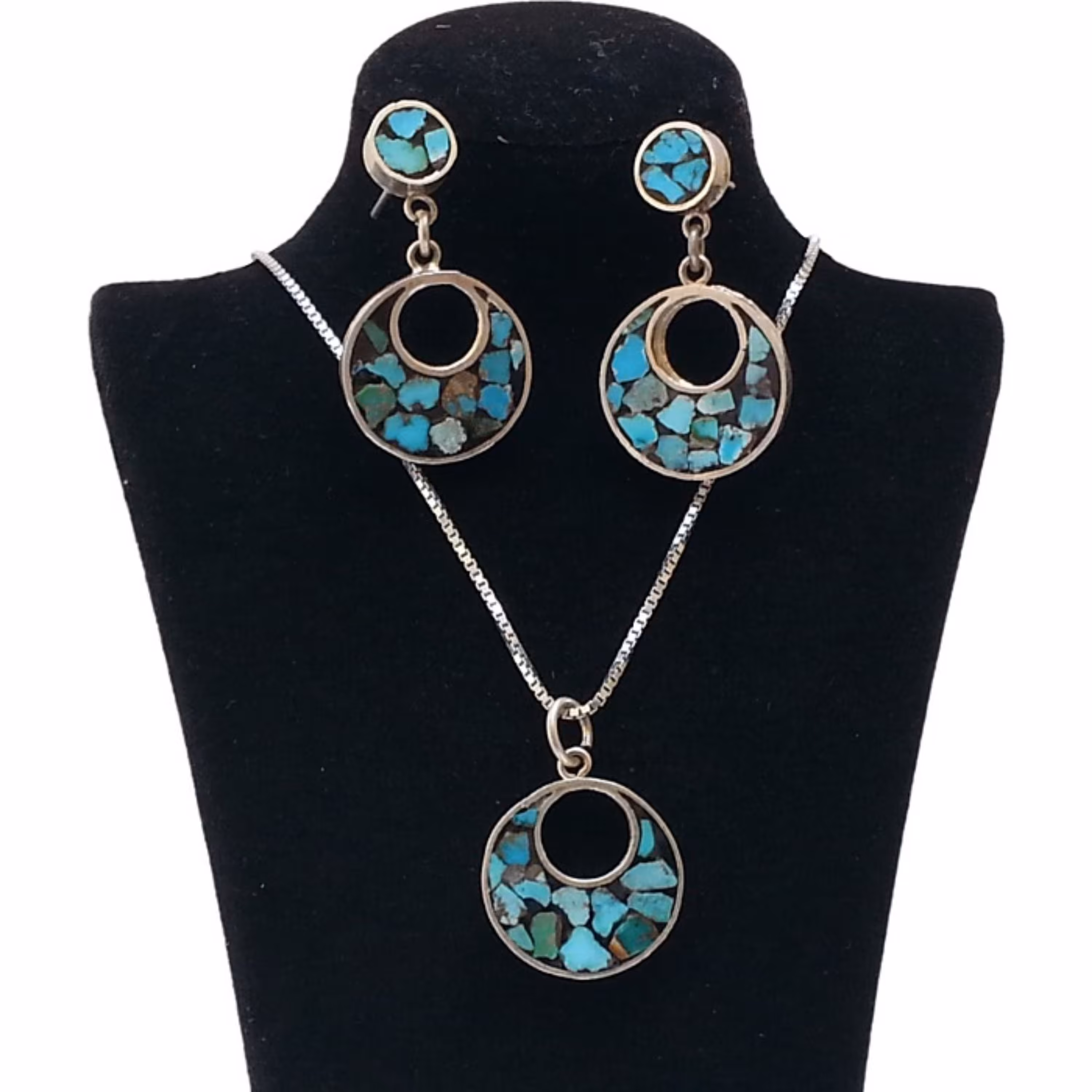 نیم ست نقره زنانه فیروزه کوب کد ZIFK46 فیروزه نیشابور زنجیر نقره