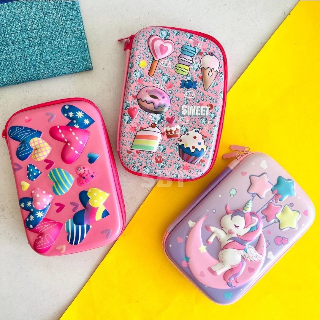 جامدادی دخترانه طرح برجسته بزرگ هارد باکس 