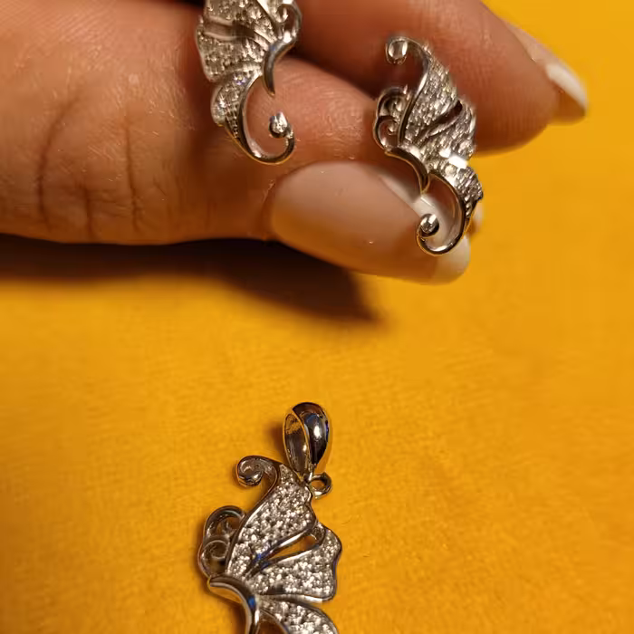 نیم ست جواهر نقره 925           