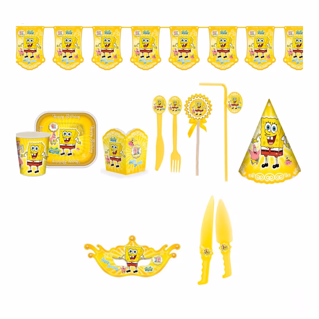 پک کامل تم تولد باب اسفنجی (بیست نفره)