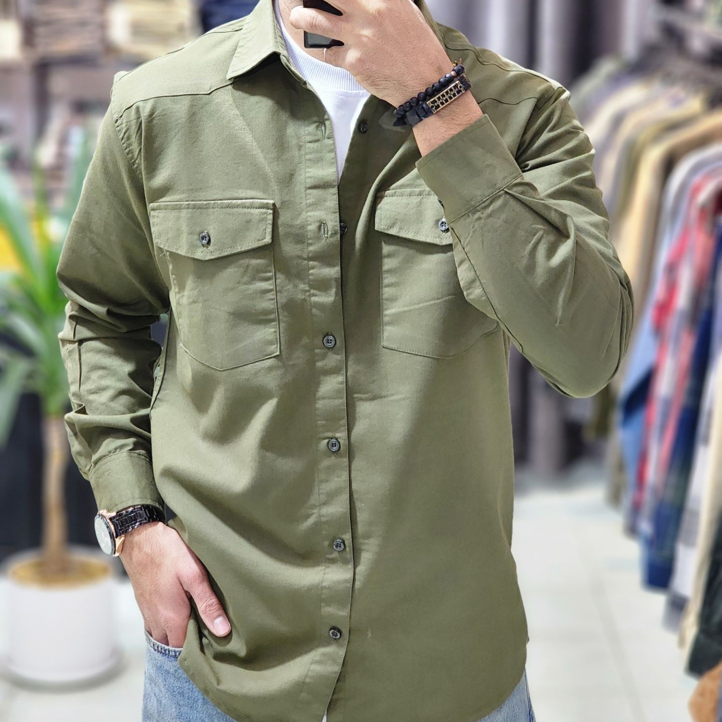 پیراهن مردانه کتان آستین بلند دوجیب اسپرت جنس اعلا 6 رنگ جذاب سایز 3xl 2xl xl L مدل cc99bpx