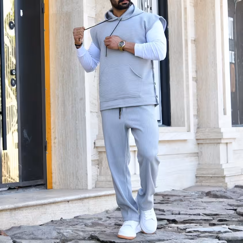 ست جلیقه و شلوار مردانه جنس پارچه فیتیله کبریتی رنگبندی 4 رنگ سایزبندی XL 2XL