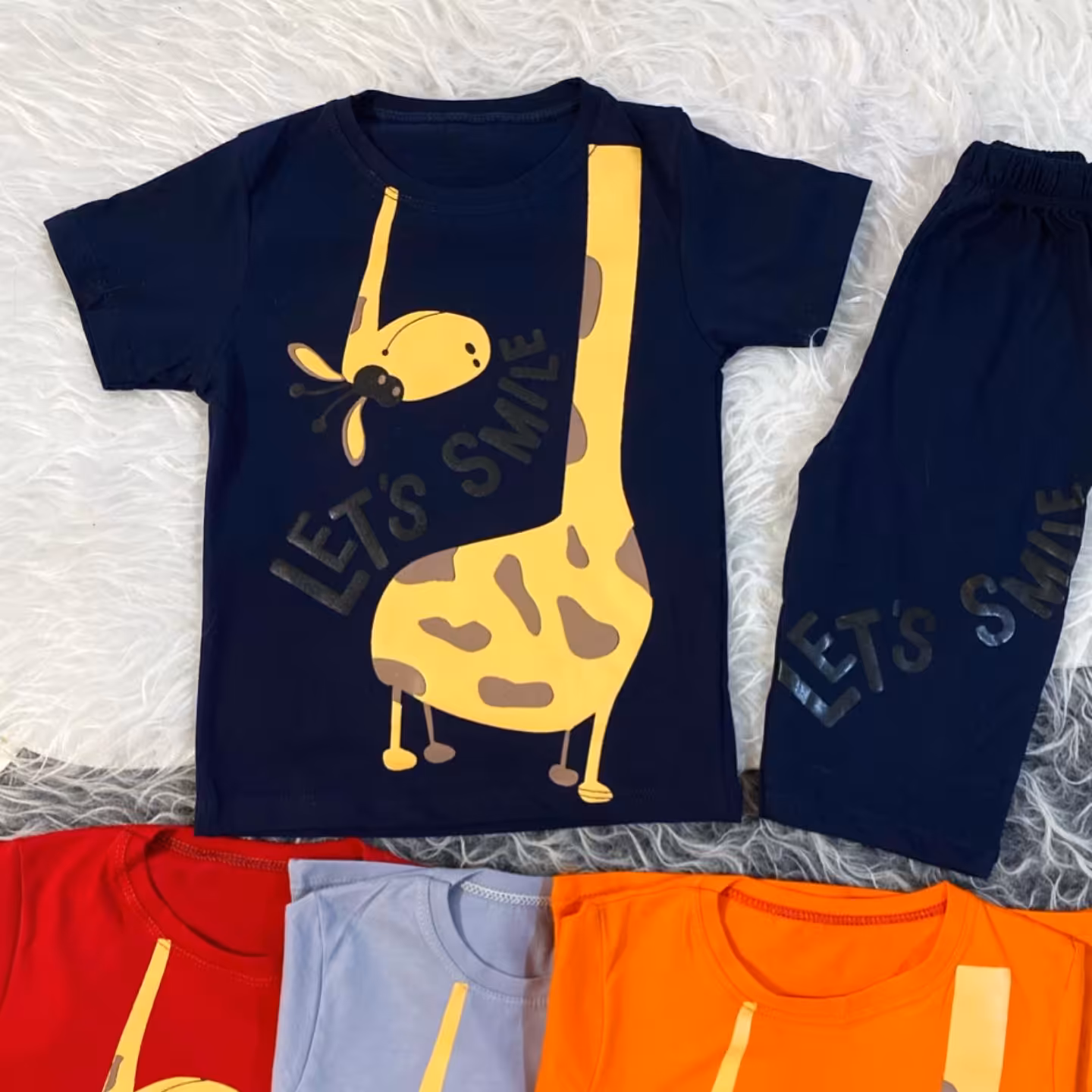 تیشرت شلوارک زرافه ای پسرانه در چهار رنگ پرفروش سایز 45-50-55-60