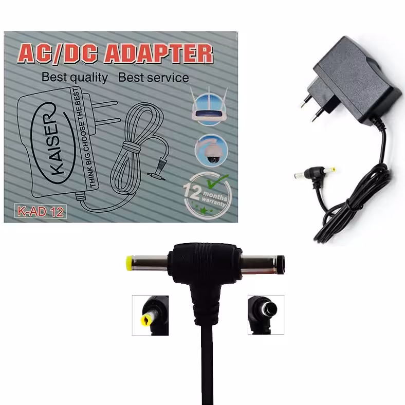 آداپتور مودم دو سر فیش 12 ولت 1 آمپر Kaiser مدل K-AD 12 