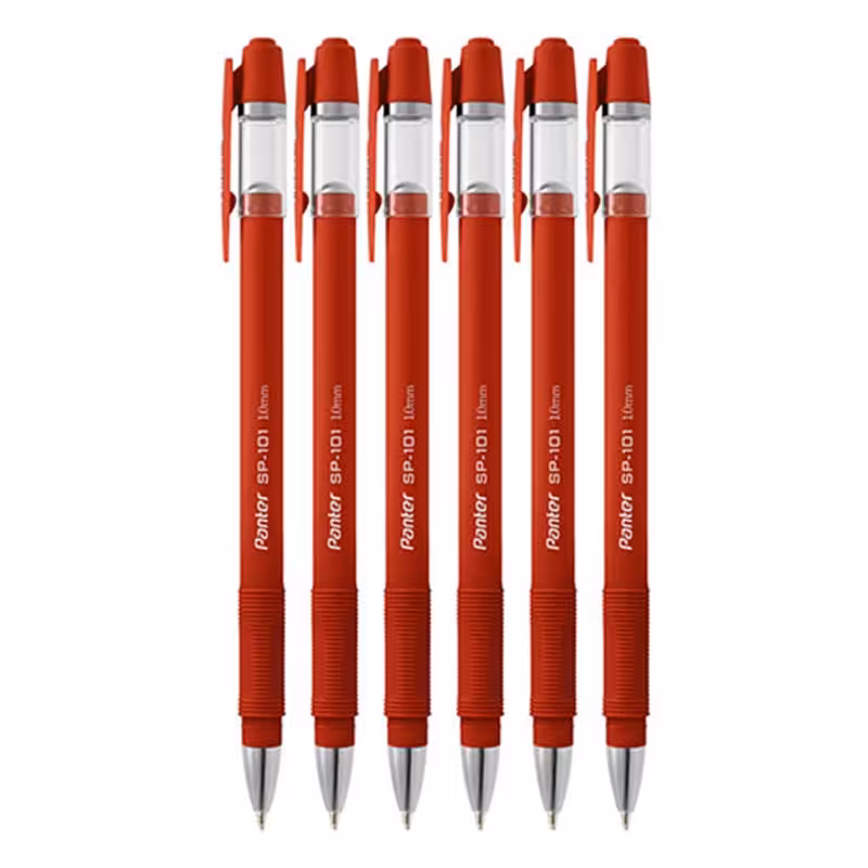 خرید خودکار پنتر نوک 1 میلی متری مدل SP-101 قرمز بسته 6 عددی